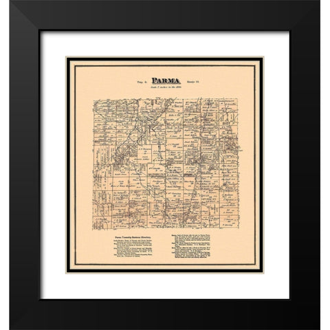 Parma Ohio Landowner - Titus 1876 Black Modern Wood Framed Art Print with Double Matting by Titus