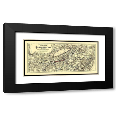Pittsburgh, Marion and Chicago Railway 1887 Black Modern Wood Framed Art Print with Double Matting by Colton