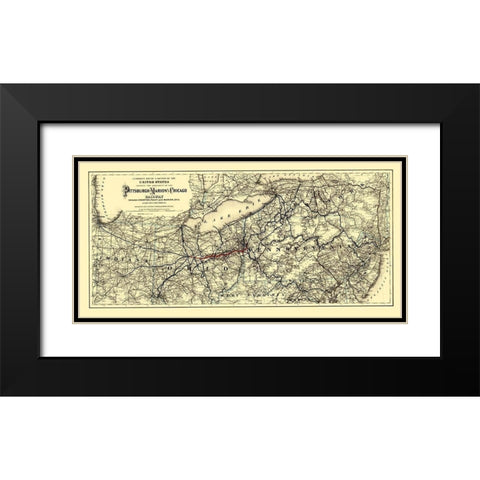 Pittsburgh, Marion and Chicago Railway 1887 Black Modern Wood Framed Art Print with Double Matting by Colton
