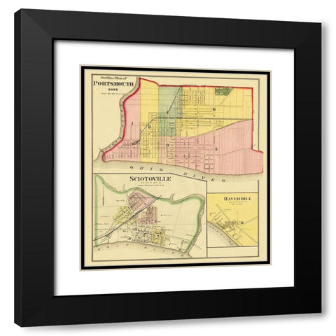 Portsmouth, Sciotoville Ohio Landowner - Hayes Black Modern Wood Framed Art Print with Double Matting by Hayes
