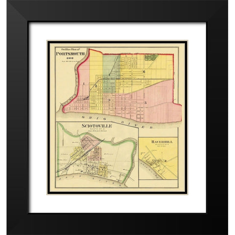 Portsmouth, Sciotoville Ohio Landowner - Hayes Black Modern Wood Framed Art Print with Double Matting by Hayes