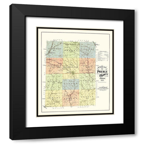 Preble Ohio - Dunham 1912 Black Modern Wood Framed Art Print with Double Matting by Dunham