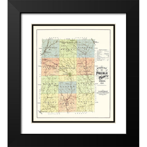 Preble Ohio - Dunham 1912 Black Modern Wood Framed Art Print with Double Matting by Dunham