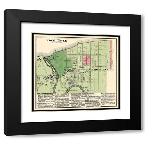 Rocky River Ohio Landowner - Titus 1876 Black Modern Wood Framed Art Print with Double Matting by Titus