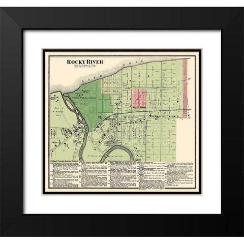 Rocky River Ohio Landowner - Titus 1876 Black Modern Wood Framed Art Print with Double Matting by Titus