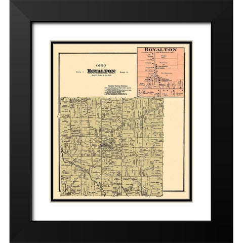Royalton Ohio Landowner - Titus 1876 Black Modern Wood Framed Art Print with Double Matting by Titus