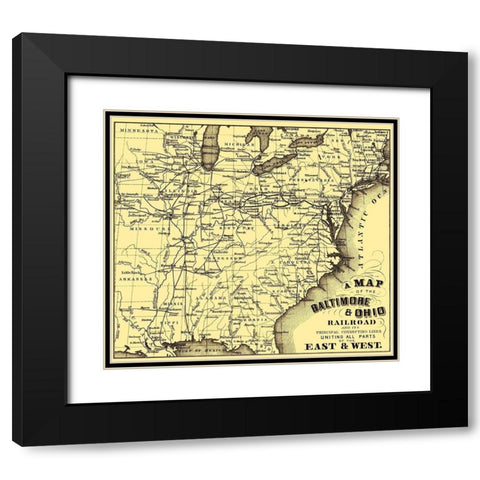 Baltimore and Ohio Railroad - Hoen 1860 Black Modern Wood Framed Art Print with Double Matting by Hoen
