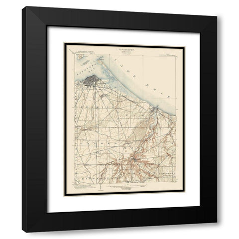 Sandusky Ohio Quad - USGS 1904 Black Modern Wood Framed Art Print with Double Matting by USGS