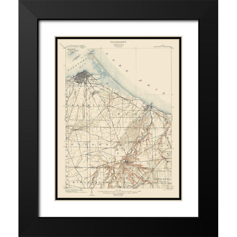 Sandusky Ohio Quad - USGS 1904 Black Modern Wood Framed Art Print with Double Matting by USGS