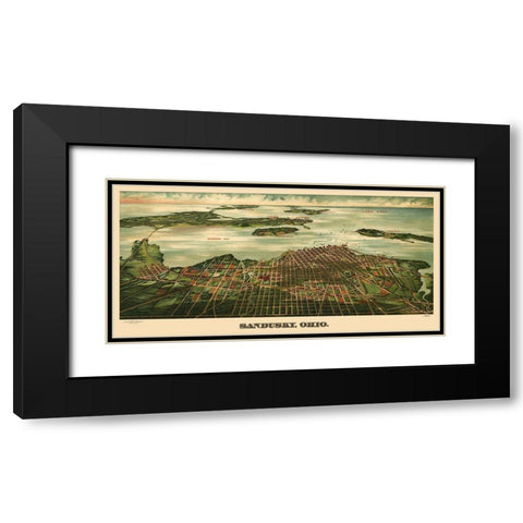 Sandusky Ohio - Alvord 1898 Black Modern Wood Framed Art Print with Double Matting by Alvord