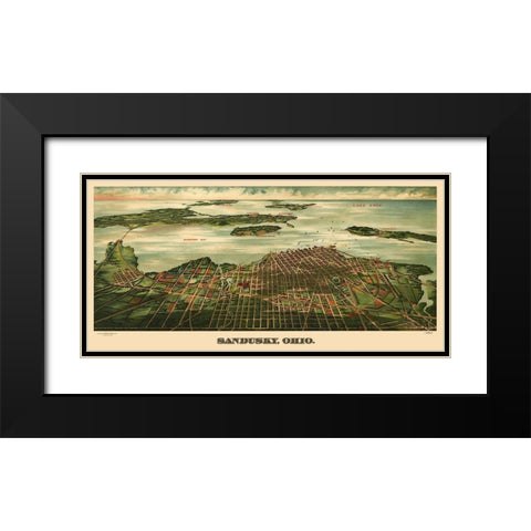 Sandusky Ohio - Alvord 1898 Black Modern Wood Framed Art Print with Double Matting by Alvord
