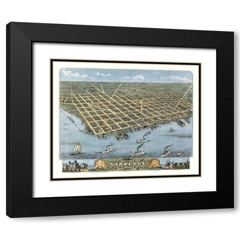 Sandusky Ohio -Stoner 1870 Black Modern Wood Framed Art Print with Double Matting by Stoner