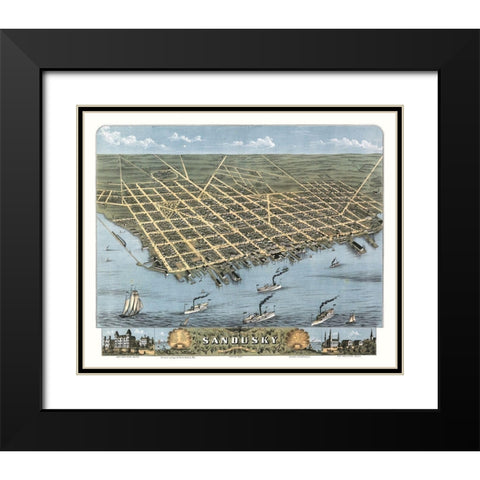 Sandusky Ohio -Stoner 1870 Black Modern Wood Framed Art Print with Double Matting by Stoner