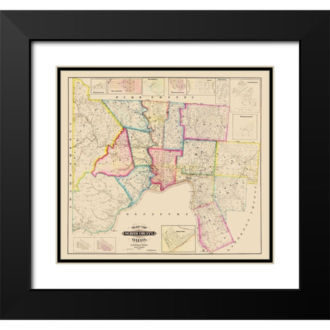 Scioto Ohio - Barton 1875 Black Modern Wood Framed Art Print with Double Matting by Barton