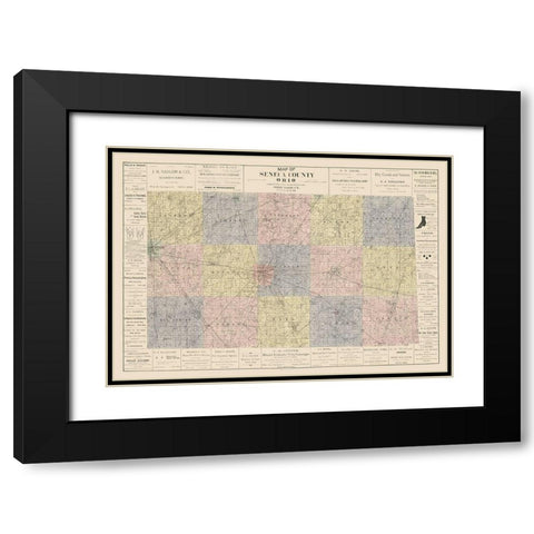 Seneca County Ohio - Woods 1896 Black Modern Wood Framed Art Print with Double Matting by Woods