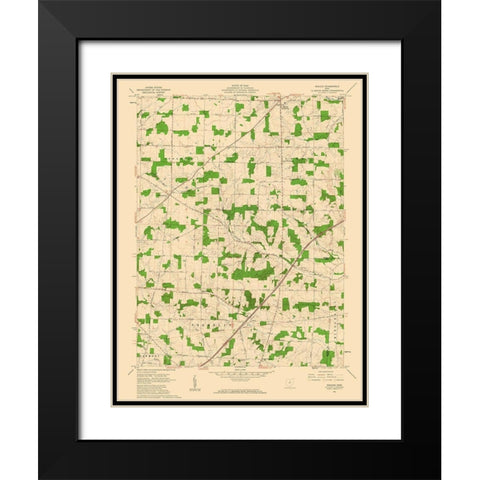 Shauck Ohio Quad - USGS 1961 Black Modern Wood Framed Art Print with Double Matting by USGS