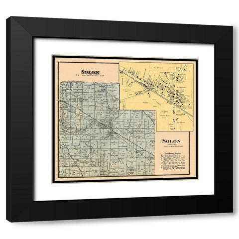Solon Ohio Landowner - Titus 1876 Black Modern Wood Framed Art Print with Double Matting by Titus