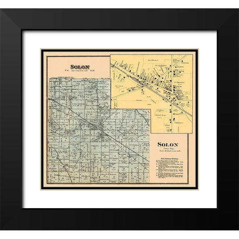 Solon Ohio Landowner - Titus 1876 Black Modern Wood Framed Art Print with Double Matting by Titus