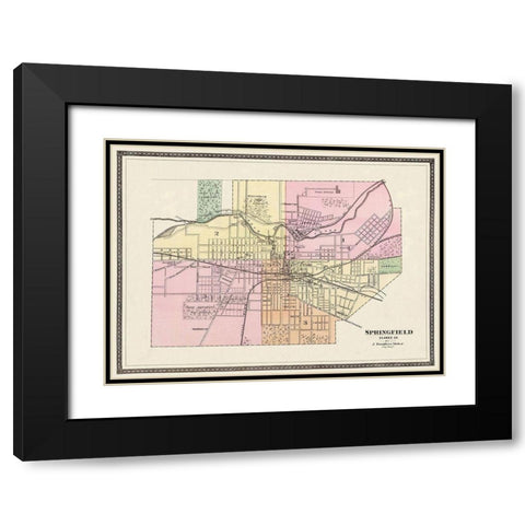 Springfield Ohio - Moler 1872 Black Modern Wood Framed Art Print with Double Matting by Moler