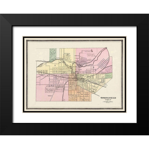 Springfield Ohio - Moler 1872 Black Modern Wood Framed Art Print with Double Matting by Moler