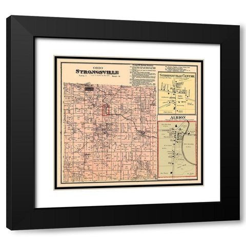 Strongsville Ohio Landowner - Titus 1876 Black Modern Wood Framed Art Print with Double Matting by Titus
