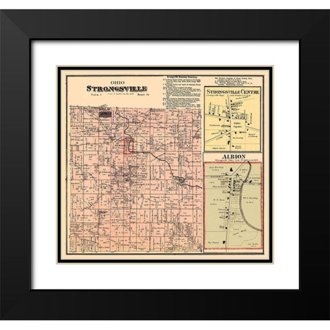 Strongsville Ohio Landowner - Titus 1876 Black Modern Wood Framed Art Print with Double Matting by Titus