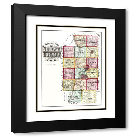 Summit Ohio - 1874 Black Modern Wood Framed Art Print with Double Matting by Unknown