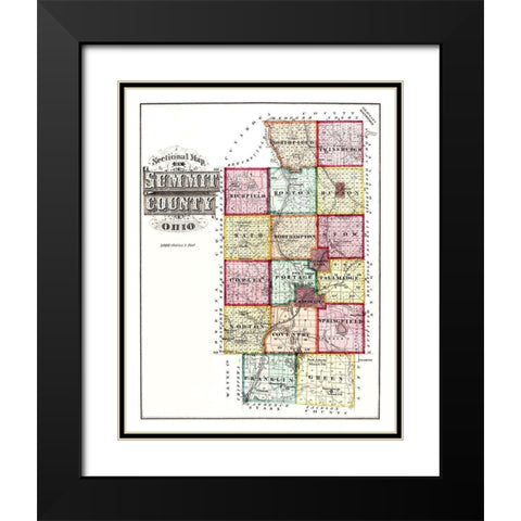 Summit Ohio - 1874 Black Modern Wood Framed Art Print with Double Matting by Unknown