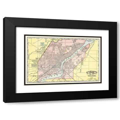 Toledo Ohio - Rand McNally 1897 Black Modern Wood Framed Art Print with Double Matting by Rand McNally