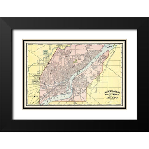 Toledo Ohio - Rand McNally 1897 Black Modern Wood Framed Art Print with Double Matting by Rand McNally