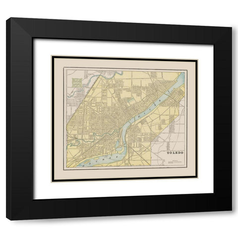 Toledo Ohio - Cram 1892 Black Modern Wood Framed Art Print with Double Matting by Cram