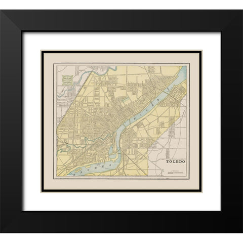 Toledo Ohio - Cram 1892 Black Modern Wood Framed Art Print with Double Matting by Cram