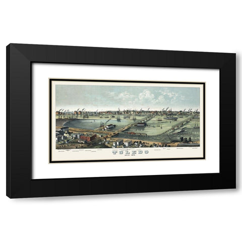 Toledo Ohio - Stoner 1876 Black Modern Wood Framed Art Print with Double Matting by Stoner