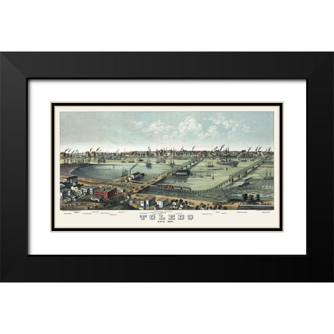 Toledo Ohio - Stoner 1876 Black Modern Wood Framed Art Print with Double Matting by Stoner
