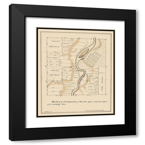 Two Miles Square Ohio - Williams 1817 Black Modern Wood Framed Art Print with Double Matting by Williams