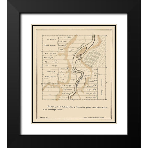 Two Miles Square Ohio - Williams 1817 Black Modern Wood Framed Art Print with Double Matting by Williams