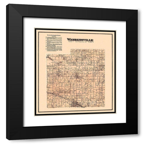Warrensville Ohio Landowner - Titus 1876 Black Modern Wood Framed Art Print with Double Matting by Titus