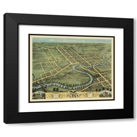 Warren Ohio - Stoner 1870 Black Modern Wood Framed Art Print with Double Matting by Stoner