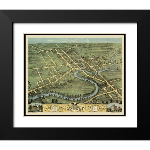 Warren Ohio - Stoner 1870 Black Modern Wood Framed Art Print with Double Matting by Stoner