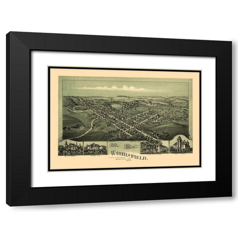 Woodsfield Ohio - Fowler 1899 Black Modern Wood Framed Art Print with Double Matting by Fowler