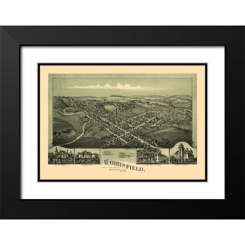 Woodsfield Ohio - Fowler 1899 Black Modern Wood Framed Art Print with Double Matting by Fowler