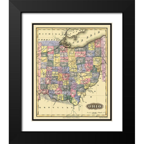 Ohio - Lucas 1823 Black Modern Wood Framed Art Print with Double Matting by Lucas
