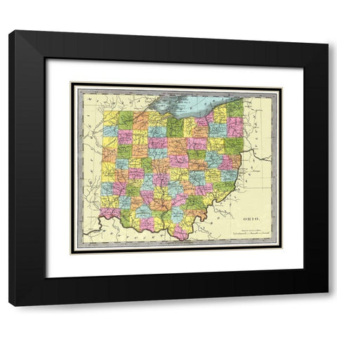 Ohio - Burr 1831 Black Modern Wood Framed Art Print with Double Matting by Burr
