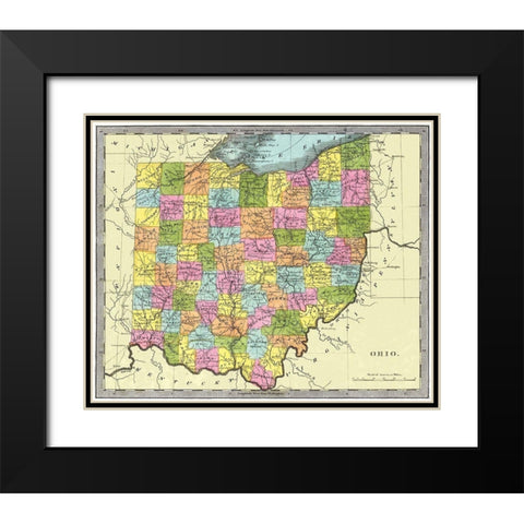 Ohio - Burr 1831 Black Modern Wood Framed Art Print with Double Matting by Burr