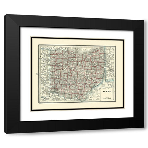 Ohio - Rathbun 1893 Black Modern Wood Framed Art Print with Double Matting by Rathbun