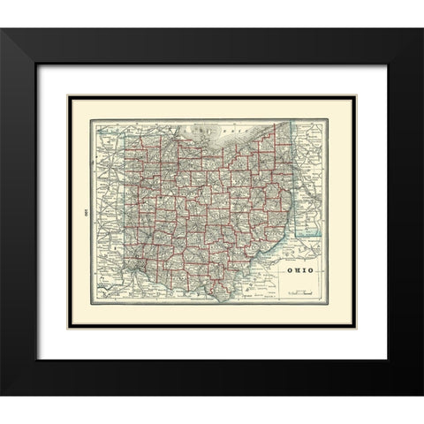 Ohio - Rathbun 1893 Black Modern Wood Framed Art Print with Double Matting by Rathbun
