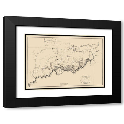 Ohio River - Collot 1796 Black Modern Wood Framed Art Print with Double Matting by Collot