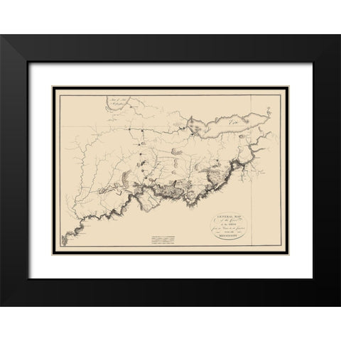 Ohio River - Collot 1796 Black Modern Wood Framed Art Print with Double Matting by Collot
