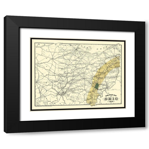 Ohio Railroads - Gray 1873 Black Modern Wood Framed Art Print with Double Matting by Gray