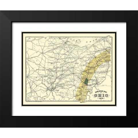 Ohio Railroads - Gray 1873 Black Modern Wood Framed Art Print with Double Matting by Gray